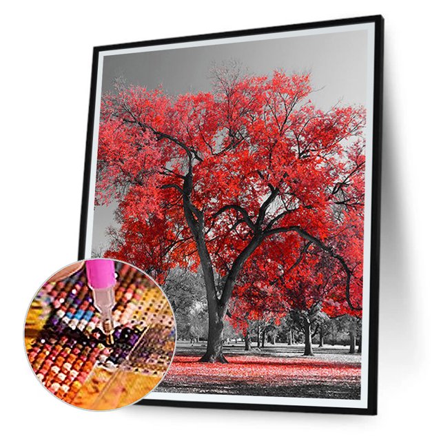 Cuadros Decorativos Red Maple 5D DIY Diamond Painting Kits Full Round Drill Wall Art Decor (sz2845) Ehuebsd embutido en tela