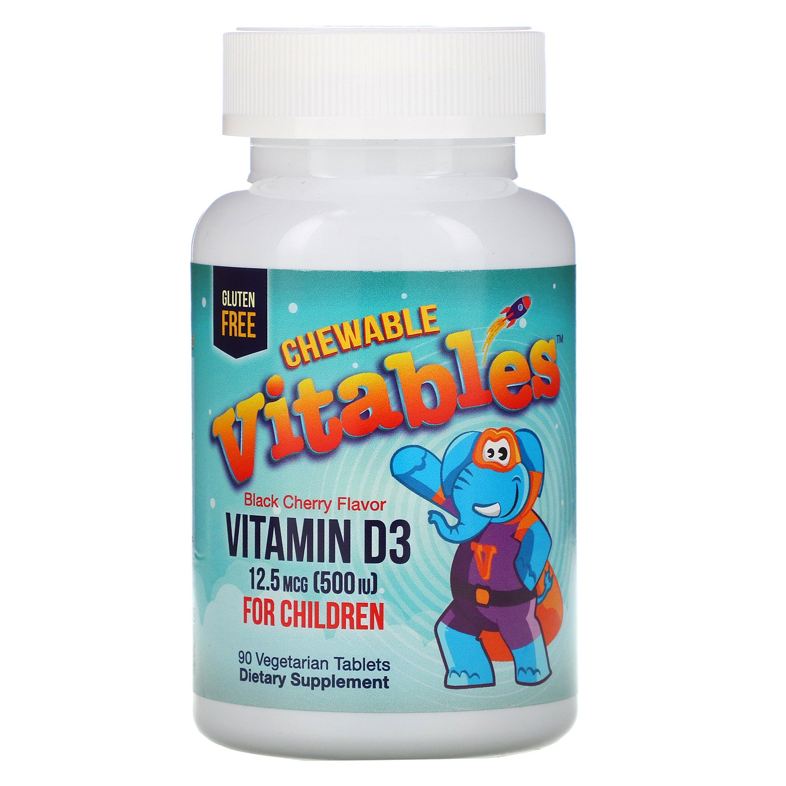 Vitables Vitamin D3 Chewable for Children Black Cherry Flavor 12 5 mcg