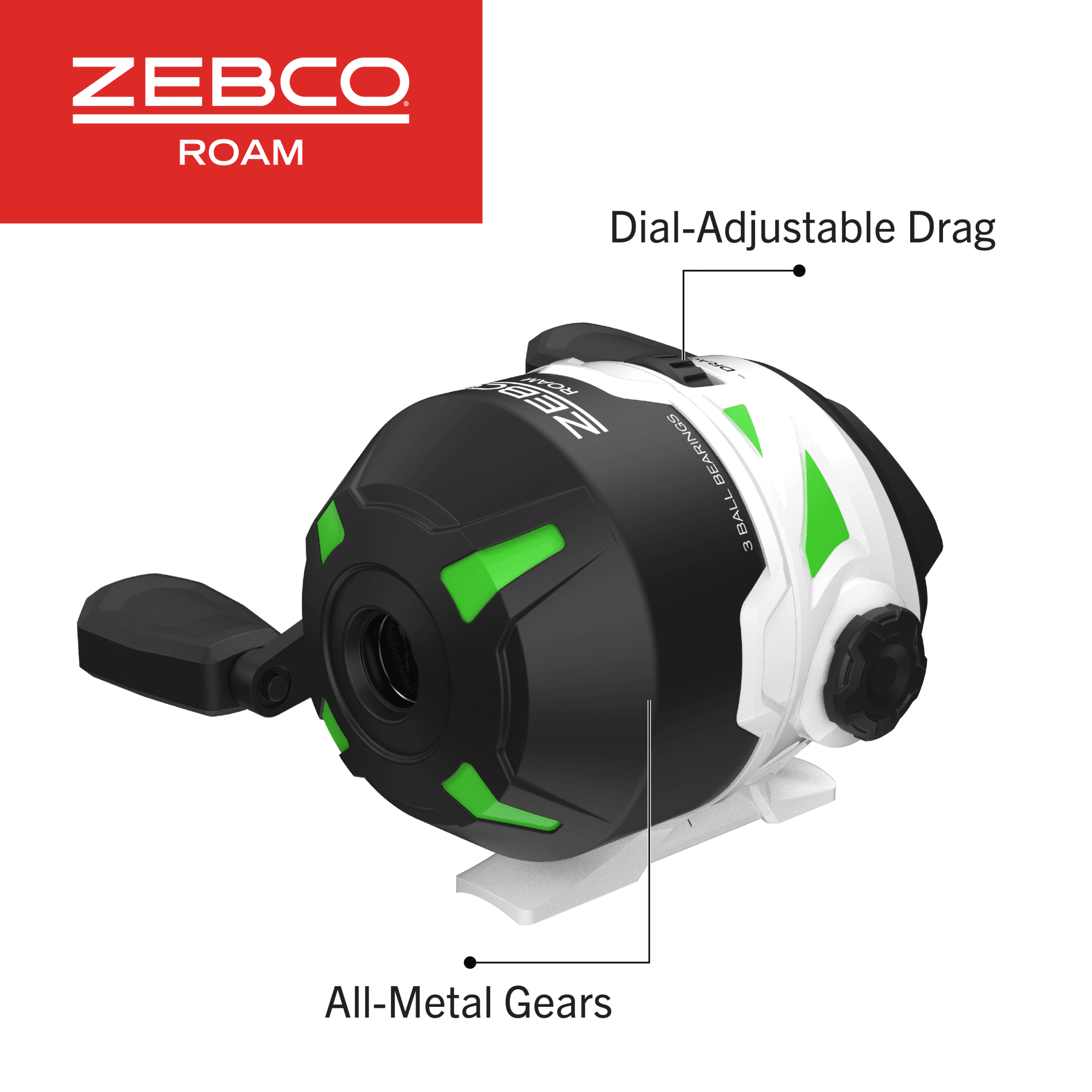 Zebco Roam Size 3 Spincast Reel - Black - Dance's Sporting Goods
