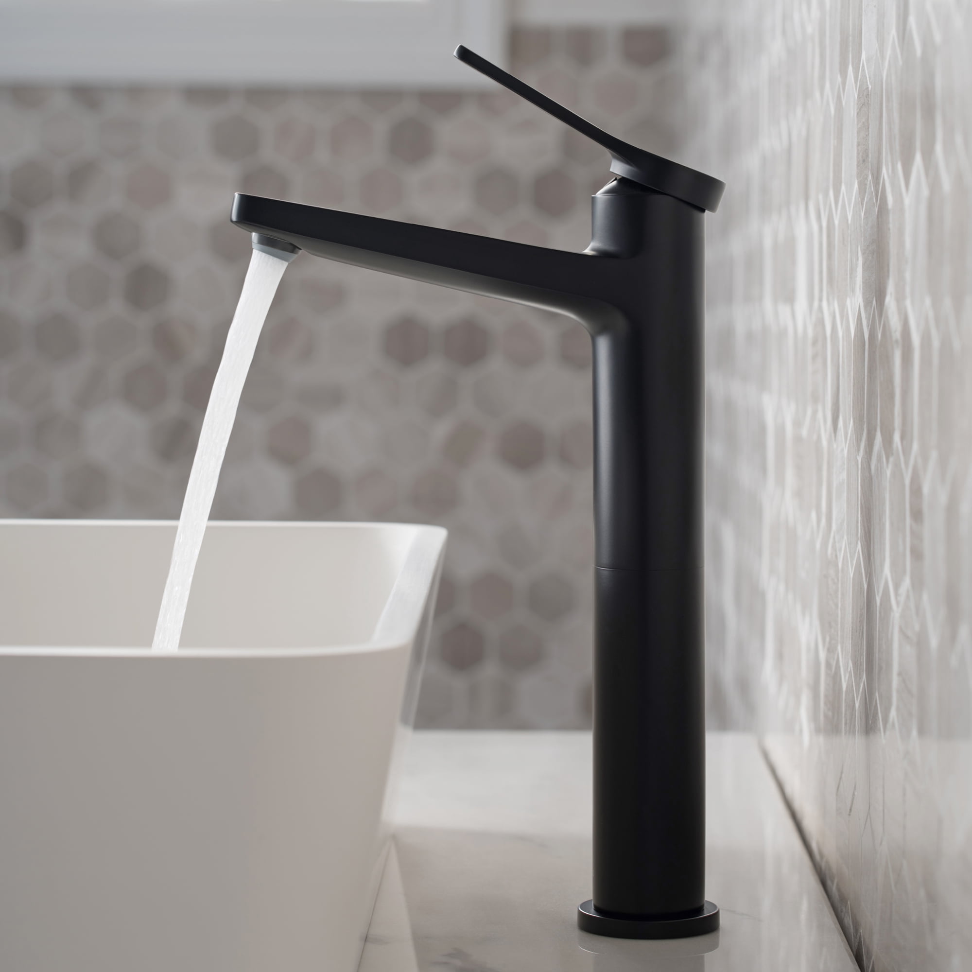 Indy Single Handle Vessel Bathroom Faucet in Matte Black
