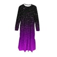 thumbnail image 5 of Girls Long Sleeve A Line Swiss Dot Dresses Gradient Print Crew Neck Tiered Wedding Prom Party Princess Dress for Kids Flower Girls Purple 10-11Years, 5 of 5