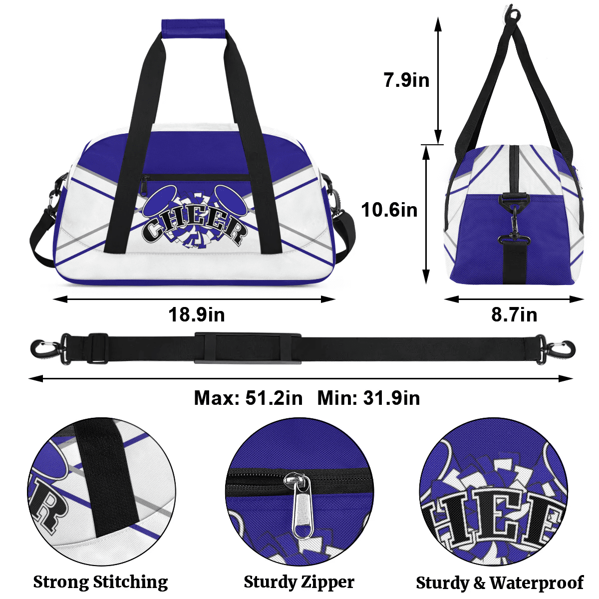Qzjjjmy Cheer Duffle Bag for Girls Overnight Weekender Bags