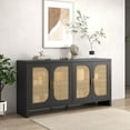 thumbnail image 6 of Rattan Sideboard Buffet Cabinet Kitchen Storage Cabinet, Adjustable Shelves, Black, 6 of 9