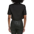 thumbnail image 2 of Gracia womens  Chain Embellished Short Sleeve Cropped Blouse, s, Black, 2 of 3