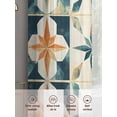 thumbnail image 6 of Teal Orange Geometric Sheer Curtains 96 Inch Length 2 Panels Set, Vintage Chic Abstract Checked Voile Window Treatment Semi Sheer Long Curtains Drapes for Bedroom/Living Room/Kitchen 52"x96"x2, 6 of 7