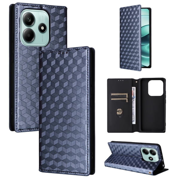 Funda Flip para Xiaomi Redmi Note14 4G con Patrón de Cuadros y Cierre Magnético Seguro