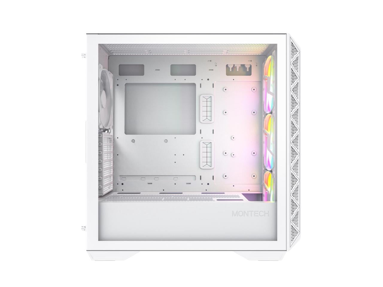 Montech AIR 903 MAX, E-ATX Mid Tower Case, High Airflow, 3x 140mm ARGB PWM & 1x 140mm PWM Fans Pre-installed, Tempered Glass Side Panel, Mesh Front, TYPE-C, Support 4090 GPUs, White