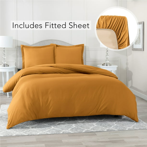 Cal King Size Duvet Cover with 1 Fitted Sheet and 2 Pillow shams