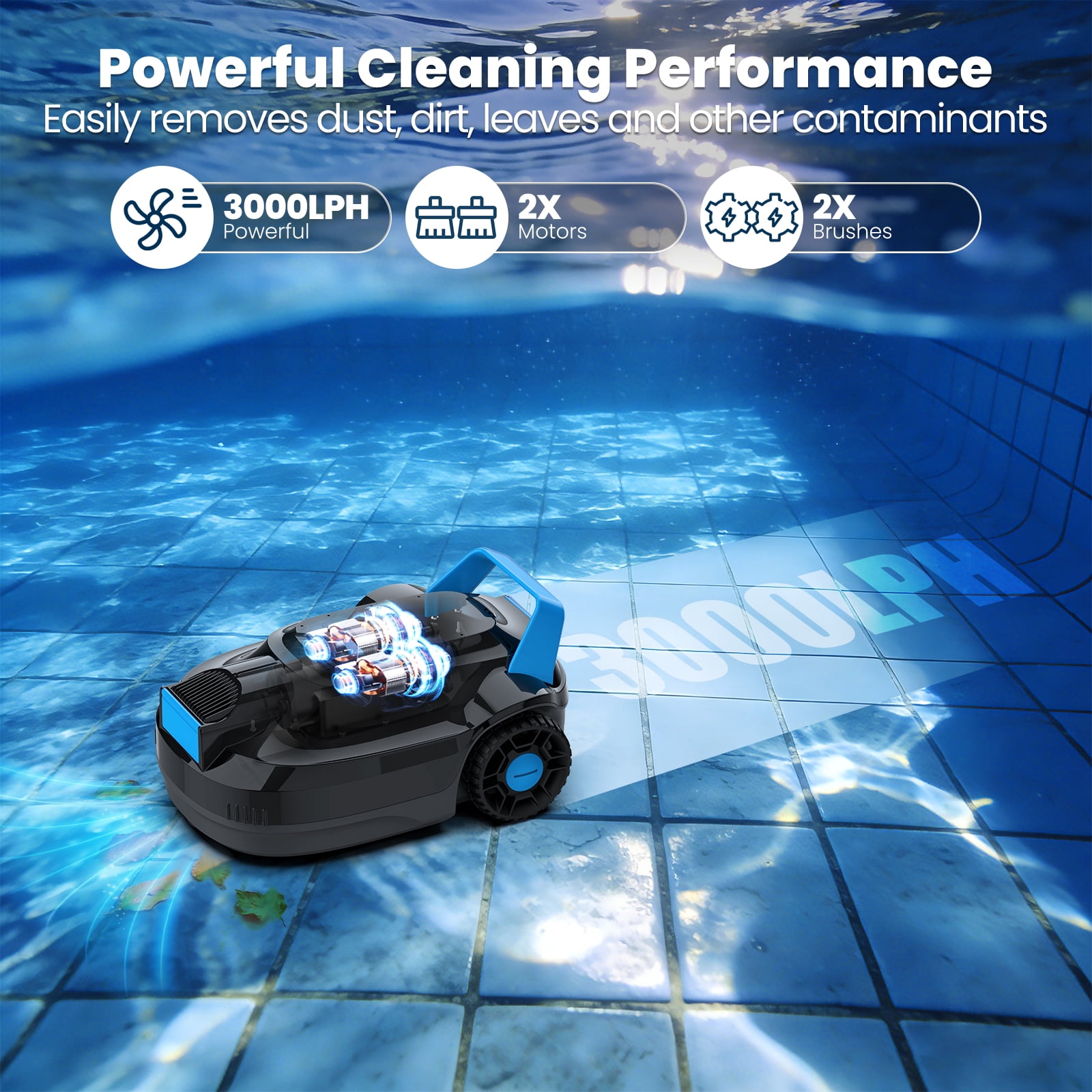 AIRROBO CP02  Cordless Robot Pool Vacuum  Robotic Pool Cleaner,120 Runtime for Small Above Ground Pool and In Ground Pool