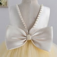 thumbnail image 4 of Bearichfupo Pageant Party Dress Long Princess Wedding Round Collar Pearl Set Sleeveless Front And Back Bow A Line Dress For 2 To 8 Years, Sizes 5-6 Years, 4 of 6