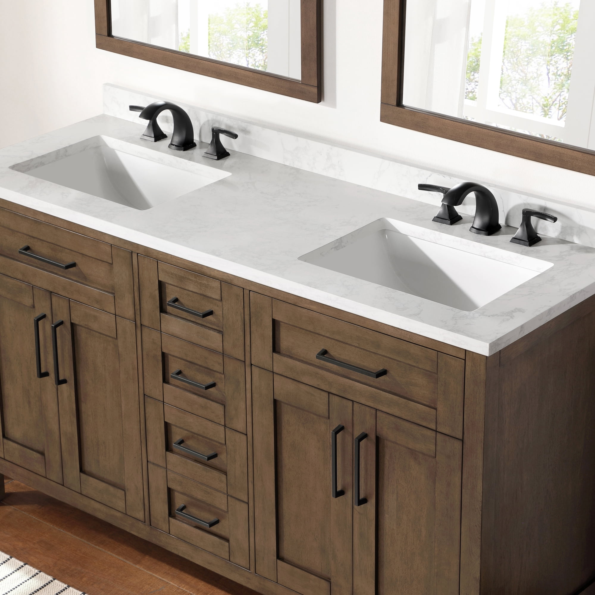 Ove Decors Tahoe 60 W x 21" D Freestanding Bathroom Vanity with Double Sink, Almond Latte