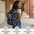 thumbnail image 4 of Pzuqiu Football Bow School Backpack for Girls Large Capacity Black School Bags 17 Inch Back to School Breathable Shoulder Bookbags for Students Teenager Laptop Daypack Age 6-18, 4 of 7
