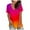 Red Gradient, variant on gakvbuo Summer Plus Size Summer Tops for Women Tops Dressy Casual Trendy V Neck T Shirts Rolled Short Sleeve Tie Dye Gradient Printed Side Split Blouse Tee