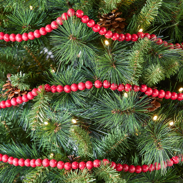 Holiday Time Set of 2 12ft Red Wood Bead Garland