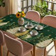 thumbnail image 3 of Green Christmas Table Cloths for 6 Foot Rectangle Tables, Xmas Tree Snowflake Farmhouse Patio Waterproof Elastic Fitted Tablecloths, Washable Rectangular Table Cover for Camping, 3 of 8