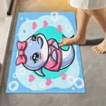 thumbnail image 6 of Toilet Rug U-Shaped Bathroom Rugs Non-Slip Soft Plush Machine Washable Contour Bath Mat Cute Cartoon Dolphin Girl with Bow 24x20, 6 of 9