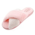 thumbnail image 2 of Coofit Open Toe Slippers Plush Non-skid Fluffy Slippers Cross Band Slippers for Women, 2 of 10