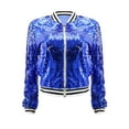 thumbnail image 5 of Jacket for Women Fall Sequin Stripe Bomber Sparkly Festival Party Long Sleeve Zipper Fall Winter Clothes, 5 of 6
