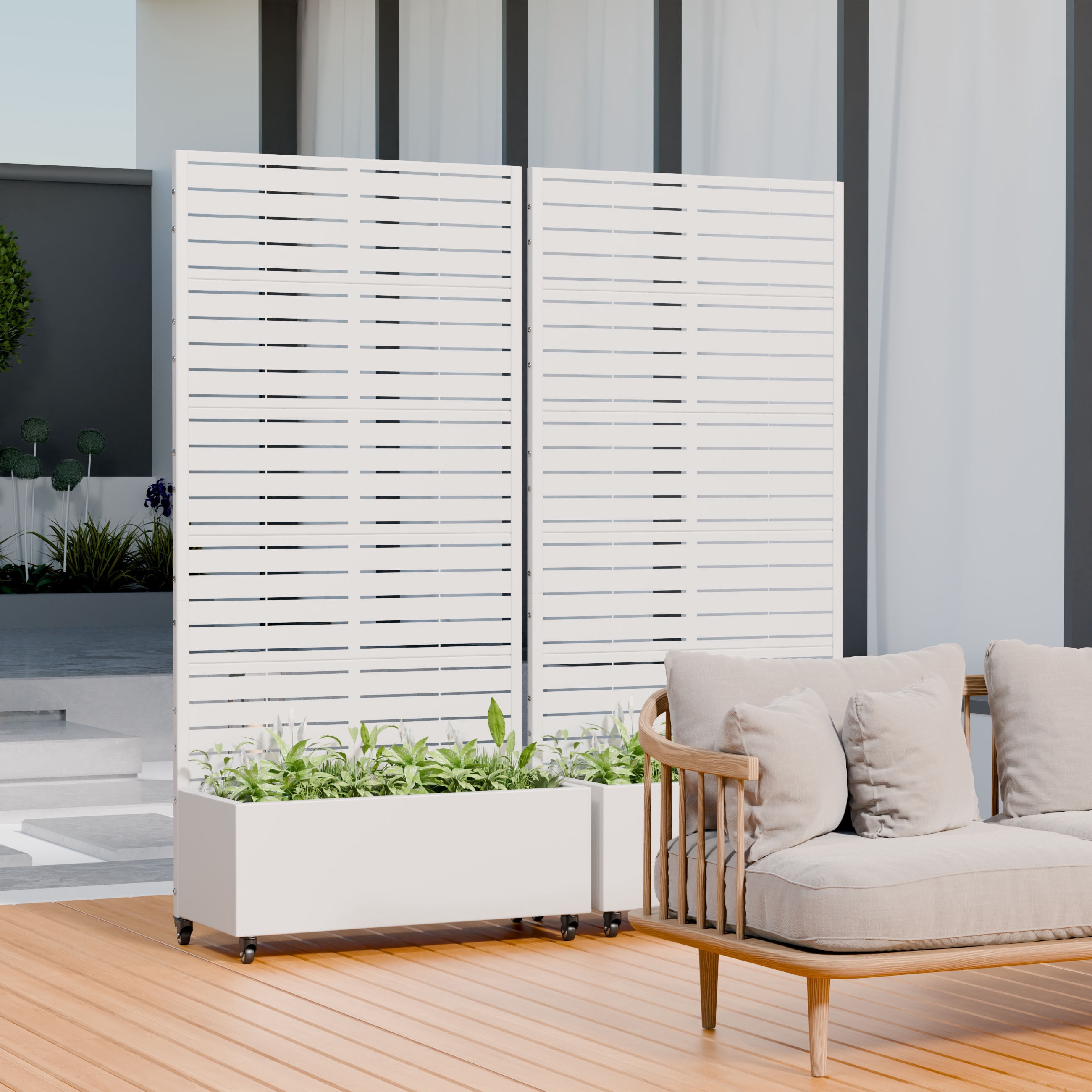 MAYEERTY 72*35in Outdoor Metal Planter Box, Wind Resistant Outdoor Planter, Raised Garden Planter for Patio, Balcony, Backyard