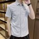 thumbnail image 2 of Camisa y blusa de manga corta para hombre, diseño a rayas, estilo vintage, de alta calidad, con botones, estilo moderno, ajustado, estética, para verano, 2 of 5