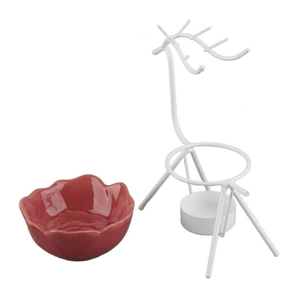 Rose Essential Oil Burner Ceramic Aromatherapy Oil Burner Diffuser White Deer Shaped Candle Tealight Holder