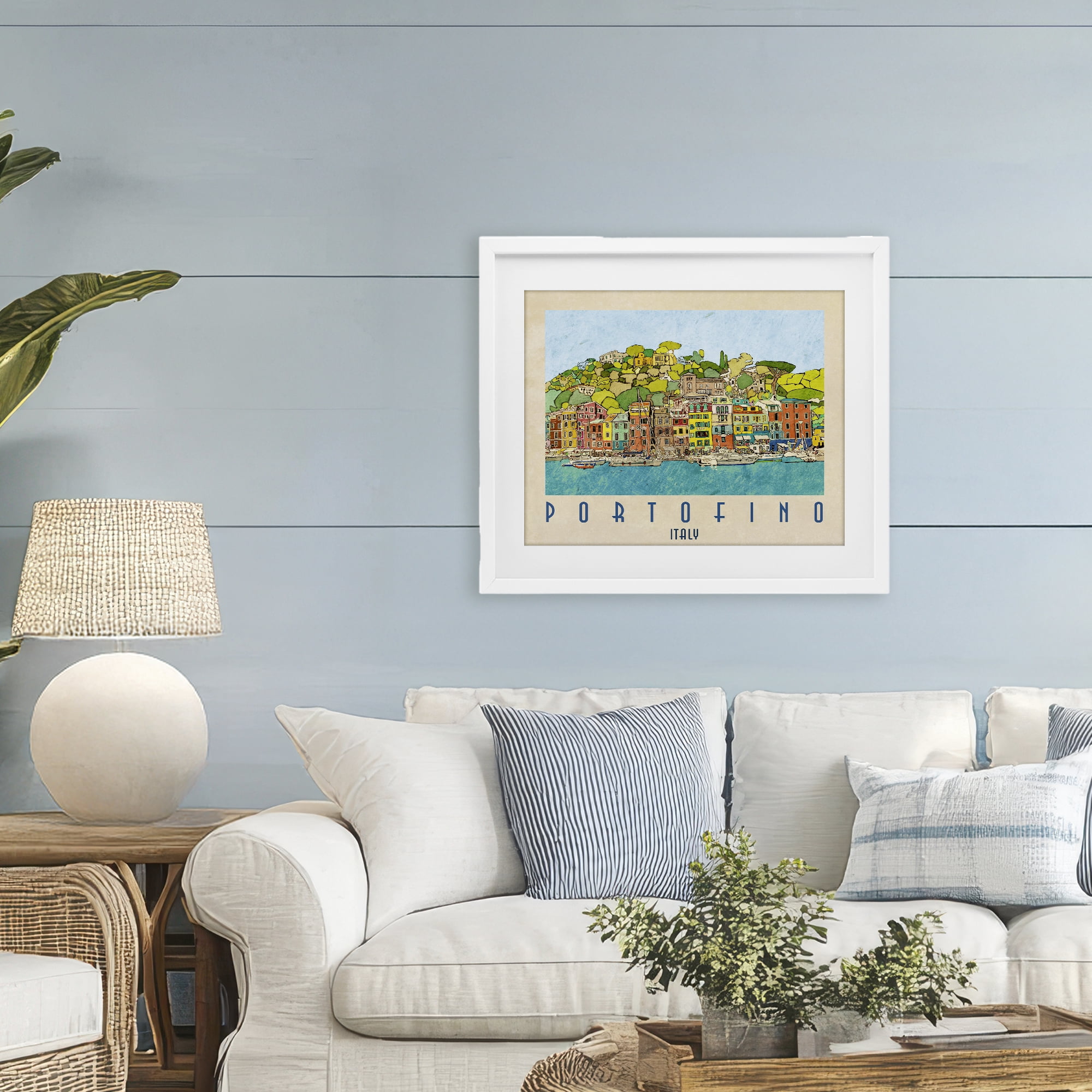 Stupell Industries Portofino Architecture Poster White Framed Print Under Glass, design by Ynon Mabat