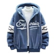 thumbnail image 4 of FINALGANG Men's Coat Oversized Color Block Plush Hooded Jacket Letter Graphic Print Long Sleeve Full Zipper Front Coat For Cold Weather Daily Casual Streetwear Leisure Outerwear, 4 of 5