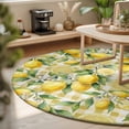 thumbnail image 3 of Round Area Rugs 4Ft, Yellow Lemons Non-Slip Washable Circle Rugs Carpet, Summer Botanical Checkered Pastoral Indoor Outdoor Rug Floor Mats Throw Runner for Bedroom Living Room Bathroom, 3 of 8