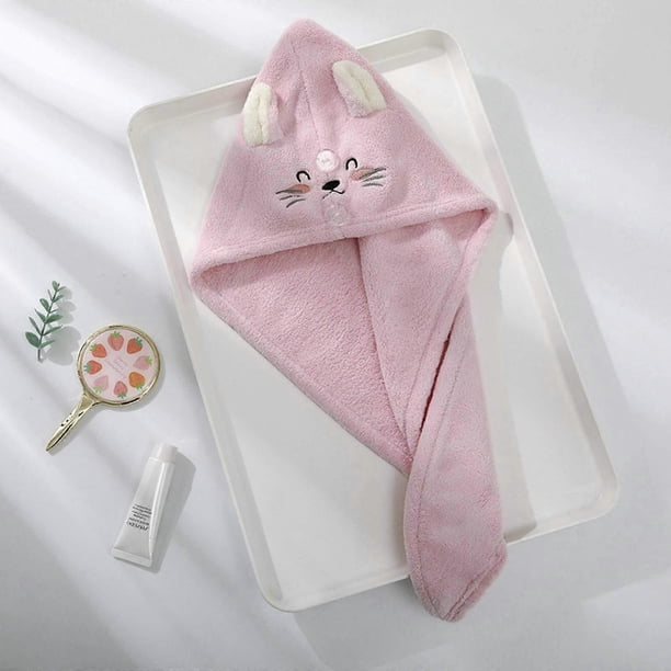 Toalla de microfibra para el cabello con botón, de secado rápido y súper absorbente, gorro para secar el cabello para mujeres.
