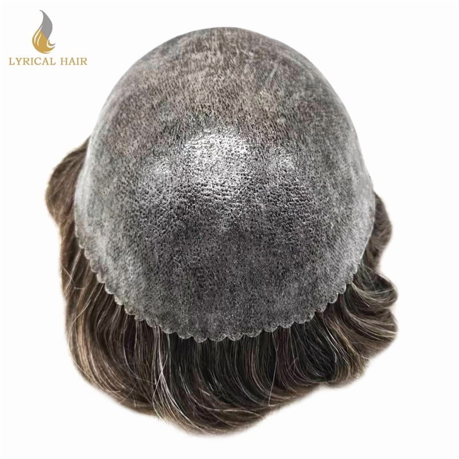 Mens Hairpiece LYRICAL HAIR Human Hair Replacement System Durable Thin Skin PU Injected Toupee Hair Wigs for Men