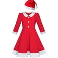 thumbnail image 1 of Girls Dress Christmas Santa Hat Long Sleeve Party New Year 5 Years, 1 of 8