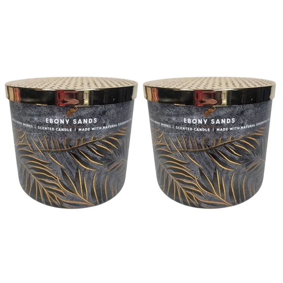Bath and Body Works Candle - (2 Pack) Ebony Sands 3-Wicked Scented Candle with Natural Essential Oils (14.5 Oz / 411 g)