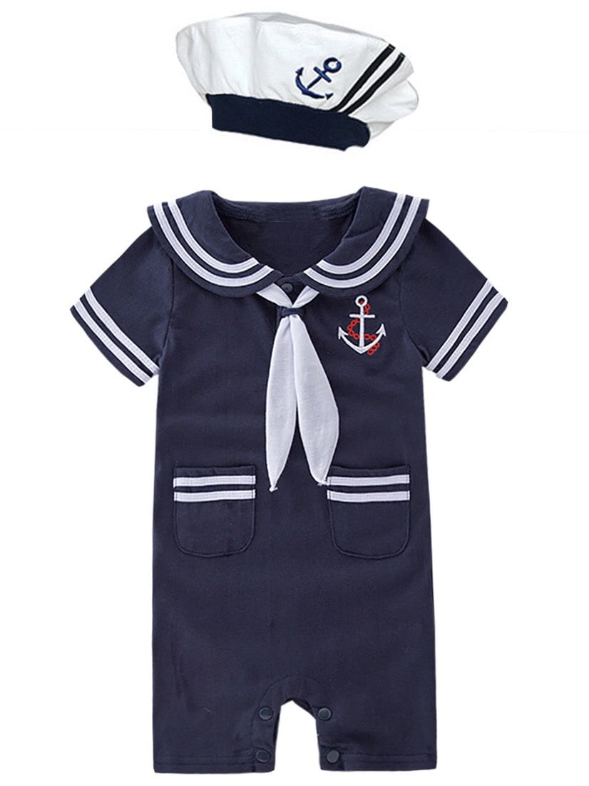 Baby Boys Navy & White Sailor Romper #121 