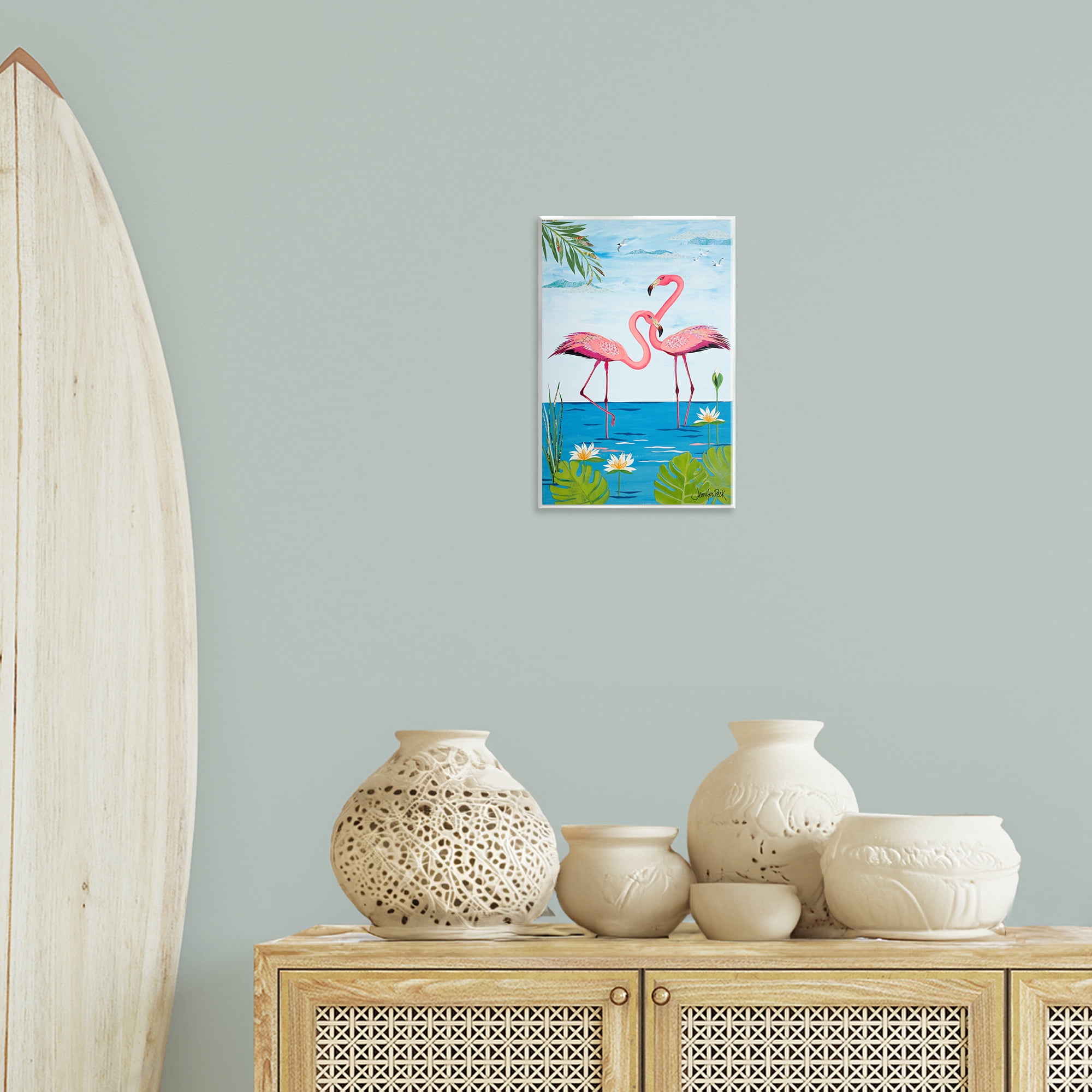 Stupell Industries Pretty In Pink Flamingos Animals & Insects Painting Unframed Art Print Wall Art, 10 x 15