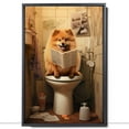 thumbnail image 2 of Finnish Lapphund Dog Canvas Wall Art for Bedroom Living Room Home Decor,Funny Dog Canvas Sitting on The Toilet Animal Pattern Office Artworks, modern wall decor, Ready to Hang, 2 of 6