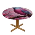 thumbnail image 3 of PIKWEEK  Round Fitted Tablecloth Art Painting Cherry Blossom Tree Bird Table Cloth with Elastic Edged Waterproof Wipeable Round Table Cover for Patio Parties Outdoor Decor White, 3 of 7
