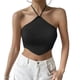 thumbnail image 2 of Camiseta Sin Mangas Con Cuello Halter Dobladillo curvo Cami Top Navel Exposed Women Y2k Style Traje de calle (Negro L) Cgtredaw Para estrenar, 2 of 6