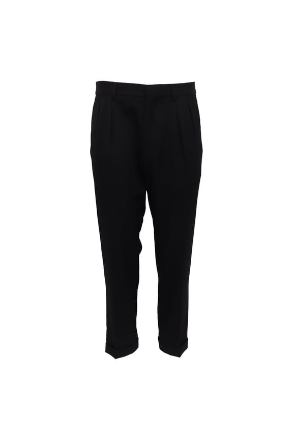 Pre-Owned Tom Ford Pleated Cropped Trousers in Black Wool