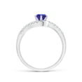 thumbnail image 2 of ANGARA Natural Prong-Set Tanzanite Bypass Ring with Diamond Accents in 14K White Gold for Women (Size-5mm) | December Birthstone, Anniversary, Jewelry Gift for Women | Natural Tanzanite Ring, 2 of 9