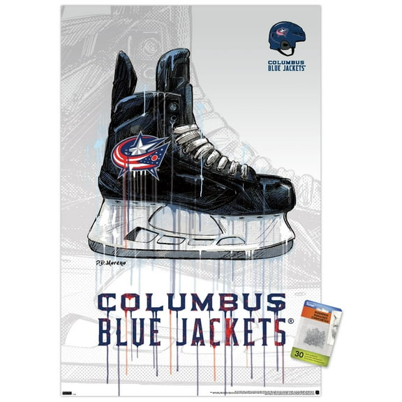 NHL Columbus Blue Jackets - Drip Skate 21 Wall Poster with Pushpins, 22.375" x 34"