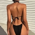 thumbnail image 3 of REORIAFEE Women Bikini Bathing Suit Swimsuit Swim Retro Bikini High Waist Lace Up Bikini Backless Split Top Swimsuit Black S, 3 of 7