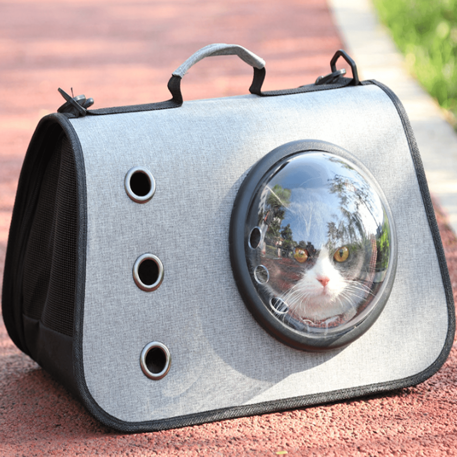 GASTROPOD Cat CarrierTri-Hole Design for Airflow BackpackDual Mesh and Acrylic Covers