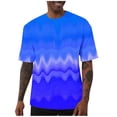 thumbnail image 2 of ZunFeo Mens Oversized Graphic Tee Ombre Wave Print Casual Crewneck Short Sleeve T-Shirt Blue Sizes S-XXXXXL,Size M, 2 of 6