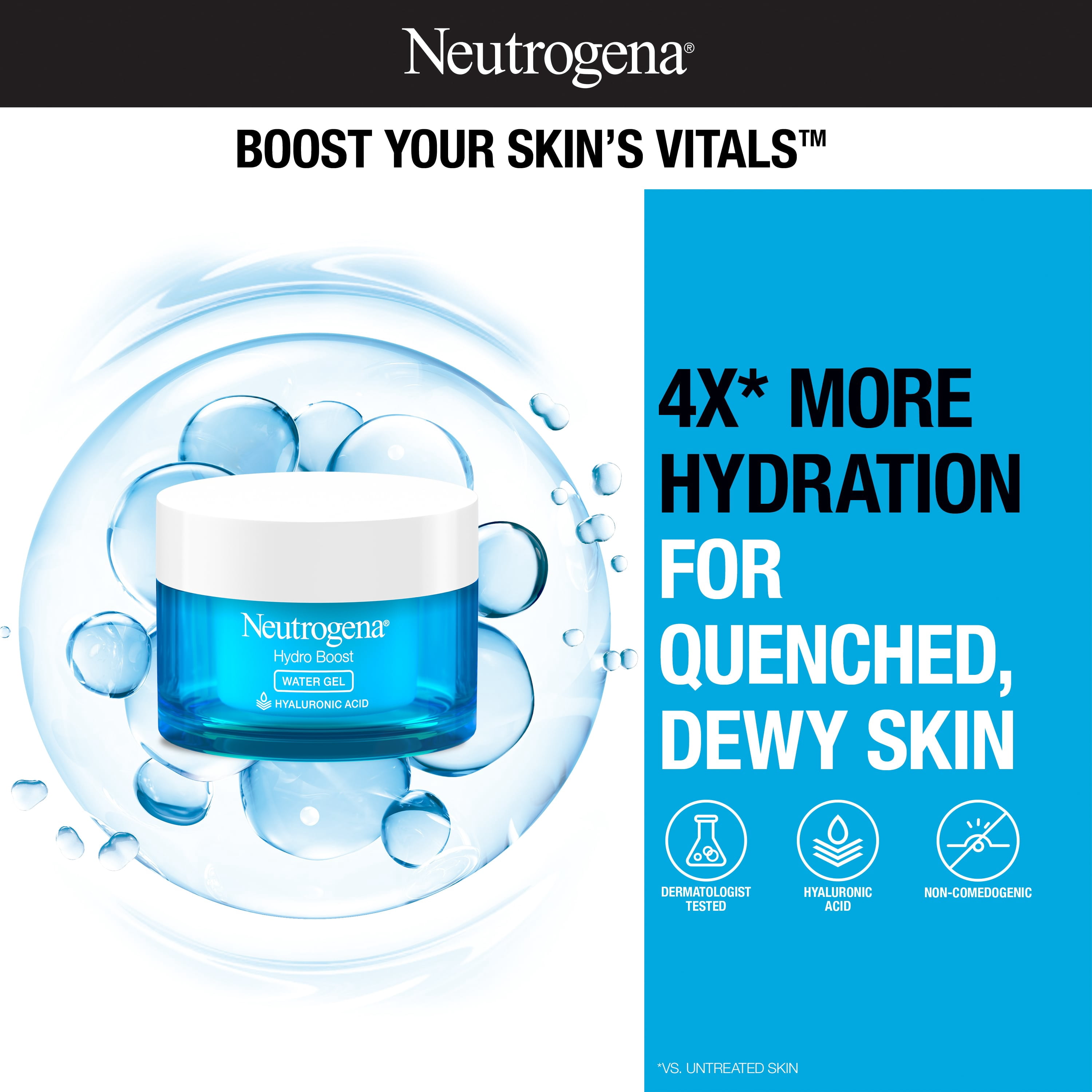 Neutrogena Hydro Boost Trifecta: Water Gel Facial Moisturizer, Gel Cleanser, & Makeup Remover Wipes, Set