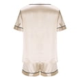 thumbnail image 6 of FAHXNVB Womens Silk Satin Pajama Sets 2 Piece Short Sleeve Lounge Set Soft Pjs V Nek Sleepwear Tops and Shorts Set S-XXL, 6 of 7