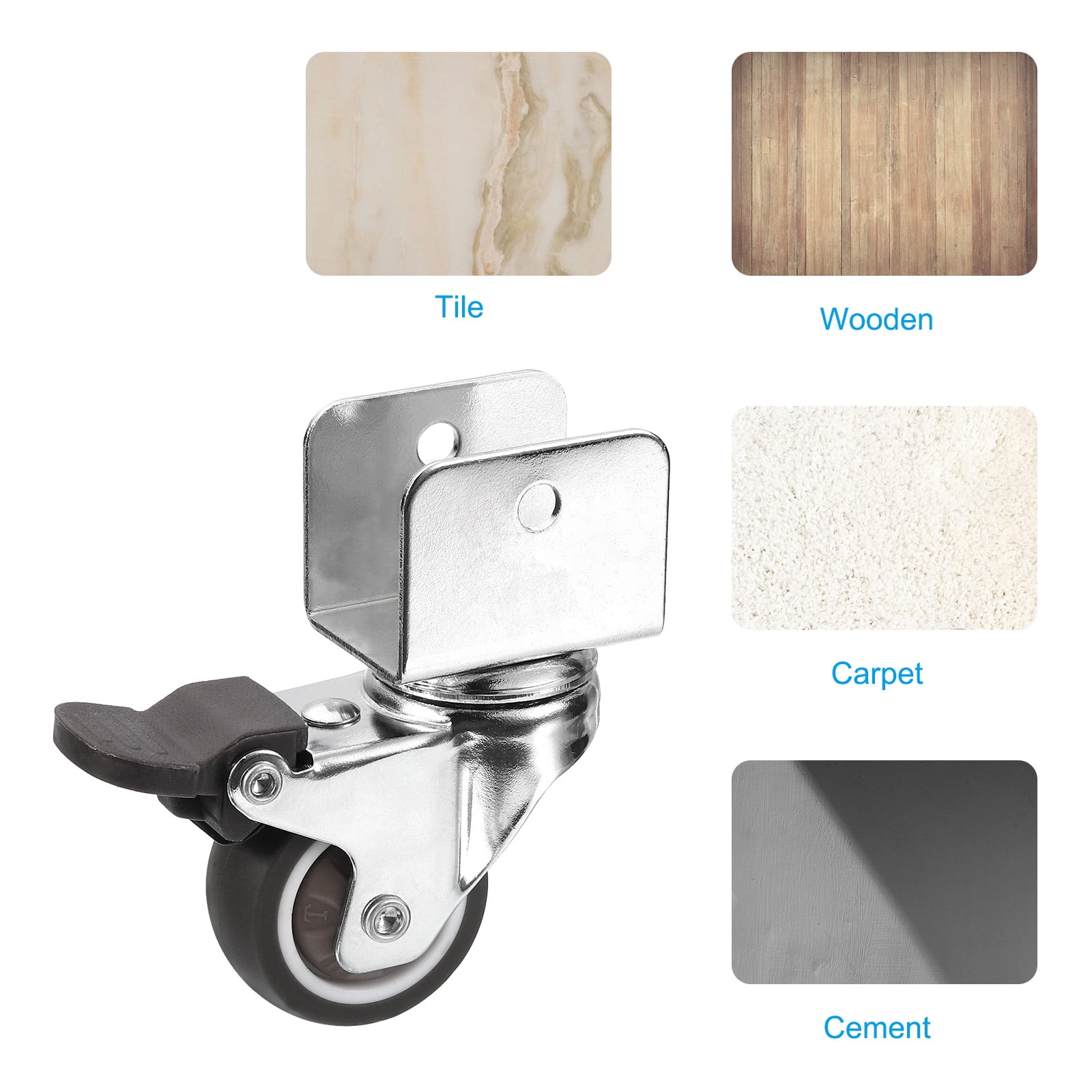 Uxcell 1.5" Swivel Caster Wheels with 1" U Bracket, 4 Pack Mute Moving Swivel Wheel Replacement with Brake