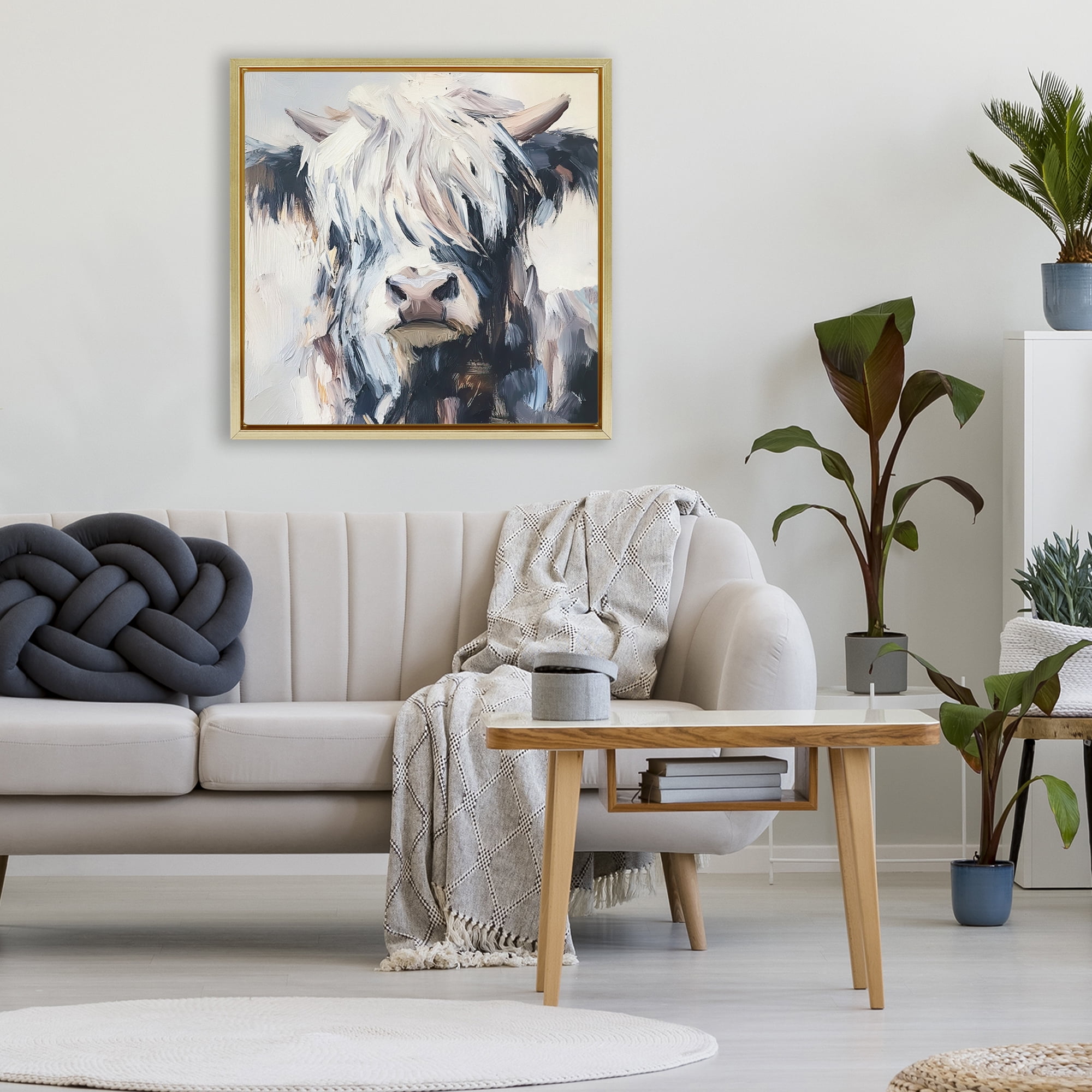 Stupell Industries Scruffy Little Highland Gold Framed Floater Canvas Wall Art, design by Tina LeCour