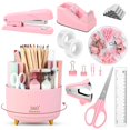thumbnail image 1 of Juego de accesorios de escritorio SKYDUE Pink, 10 piezas con soporte giratorio para bolígrafos, 1 of 9