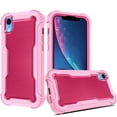 thumbnail image 2 of Designed for Apple iPhone XR Tough Hybrid Shockproof Hybrid PC + TPU Bumper Frame Rubber Drop Proof 3in1 Armor Full Body Phone Case Cover [Hot Pink], 2 of 11