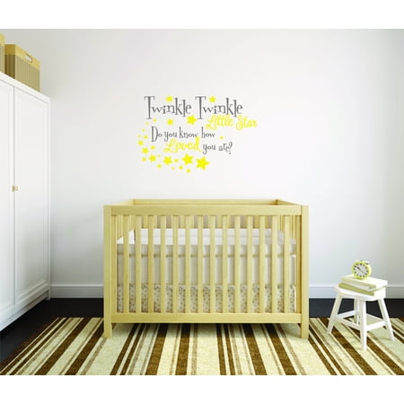 Do It Yourself Wall Decal Sticker Twinkle Twinkle Little Star Do You Know How Loved You Are? Bedroom Quote Kids Teen Boy Girl Family 18×20